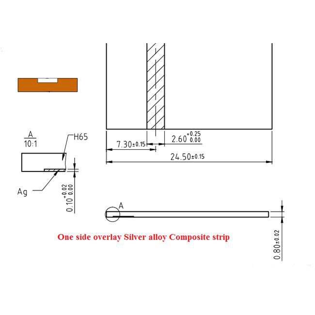 One Side Inlay Silver Alloy Composite Strip